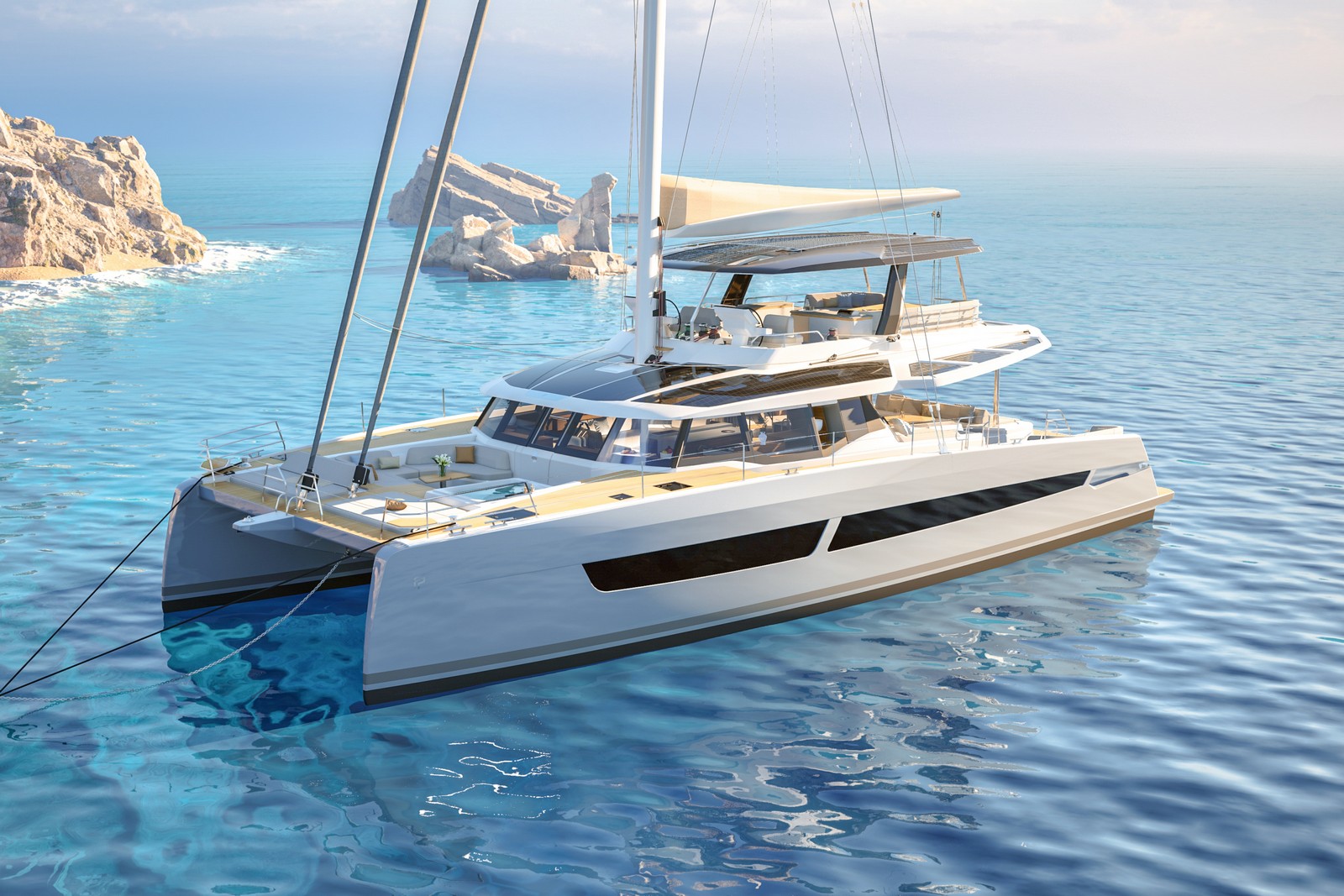 Fountaine Pajot 70 – exterior view du catamaran neuf aux Antilles Fountaine Pajot 70 – exterior view du catamaran neuf aux Antilles