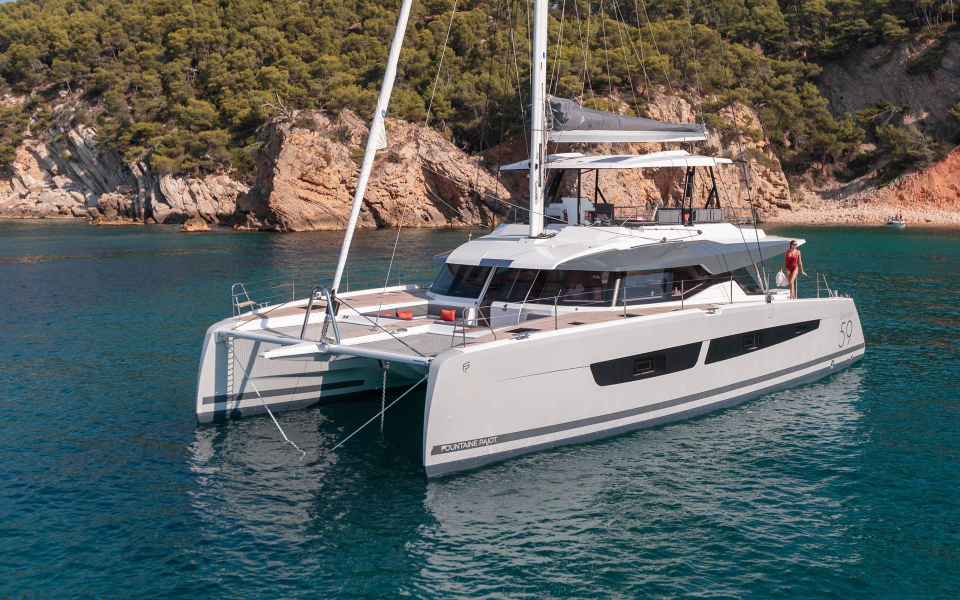 Fountaine Pajot Samana 59 – exterior view du catamaran neuf aux Antilles Fountaine Pajot Samana 59 – exterior view du catamaran neuf aux Antilles